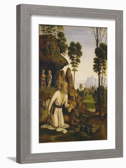 Saint Jerome in the Wilderness, C.1490-1500-Pietro Perugino-Framed Giclee Print