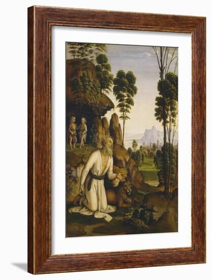 Saint Jerome in the Wilderness, C.1490-1500-Pietro Perugino-Framed Giclee Print