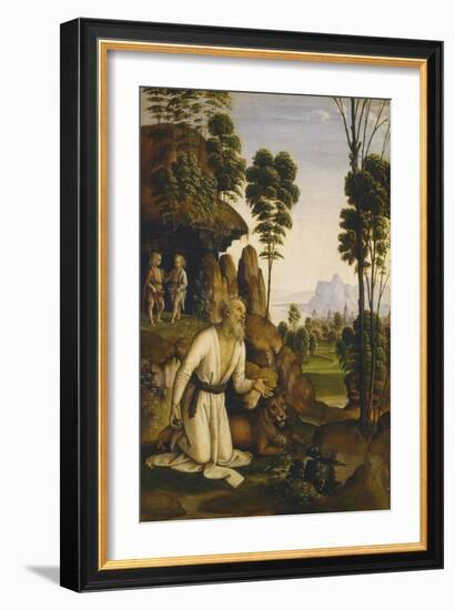 Saint Jerome in the Wilderness, C.1490-1500-Pietro Perugino-Framed Giclee Print