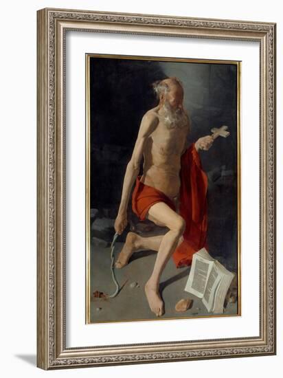 Saint Jerome. Painting by Georges De La Tour (1593-1652), 1639. Oil on Canvas. Dim: 1,57 X 1,00M. G-Georges De La Tour-Framed Giclee Print