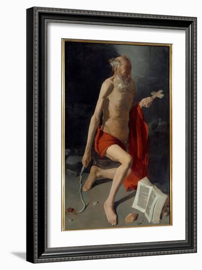 Saint Jerome. Painting by Georges De La Tour (1593-1652), 1639. Oil on Canvas. Dim: 1,57 X 1,00M. G-Georges De La Tour-Framed Giclee Print