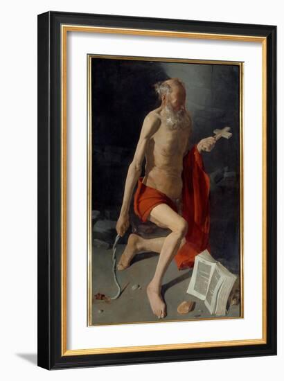 Saint Jerome. Painting by Georges De La Tour (1593-1652), 1639. Oil on Canvas. Dim: 1,57 X 1,00M. G-Georges De La Tour-Framed Giclee Print