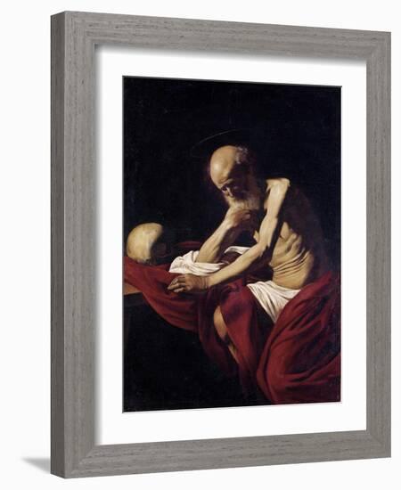 Saint Jerome Penitent-Caravaggio-Framed Art Print