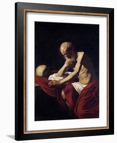 Saint Jerome Penitent-Caravaggio-Framed Art Print