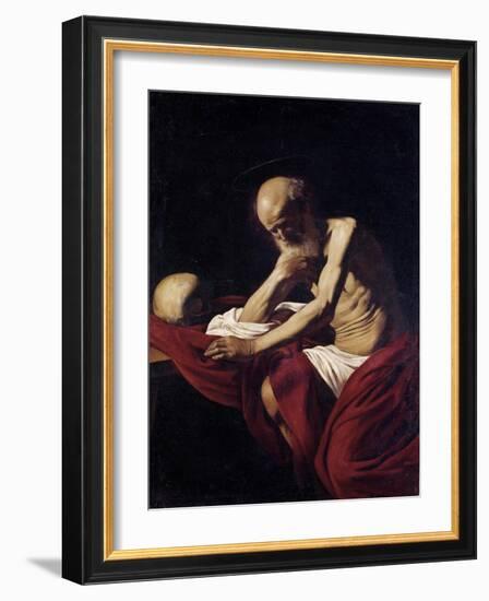 Saint Jerome Penitent-Caravaggio-Framed Art Print