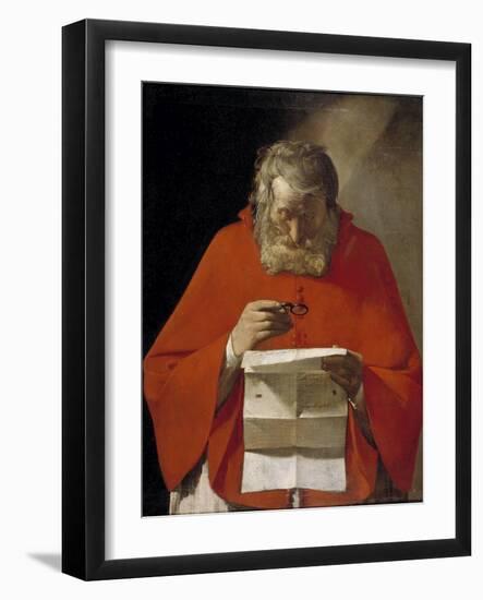 Saint Jerome Reading a Letter, Ca. 1628-1629-Georges de La Tour-Framed Giclee Print