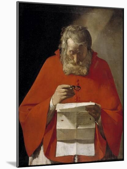 Saint Jerome Reading a Letter, Ca. 1628-1629-Georges de La Tour-Mounted Giclee Print