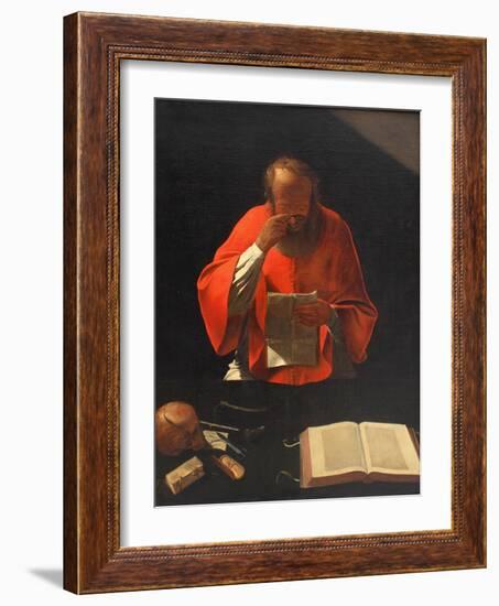 Saint Jerome Reading (Cop), Ca 1636-Georges de La Tour-Framed Giclee Print
