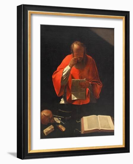 Saint Jerome Reading (Cop), Ca 1636-Georges de La Tour-Framed Giclee Print