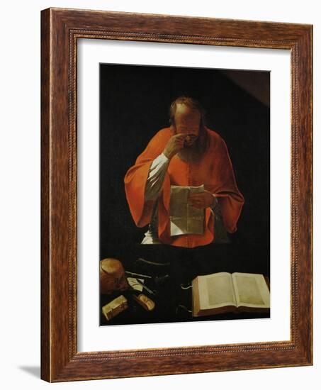 Saint Jerome Reading, Copy of a Lost Original-Georges de La Tour-Framed Giclee Print