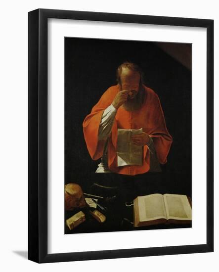 Saint Jerome Reading, Copy of a Lost Original-Georges de La Tour-Framed Giclee Print