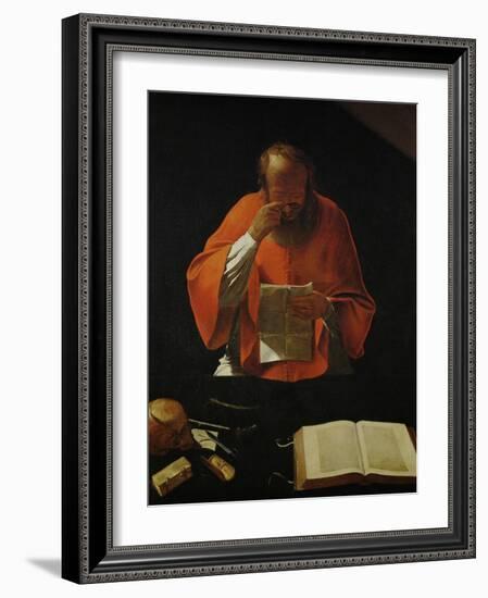 Saint Jerome Reading, Copy of a Lost Original-Georges de La Tour-Framed Giclee Print