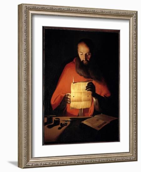 Saint Jerome Reading. Painting by Georges De La Tour (1593-1652), 17Th Century. Oil on Canvas. Dim:-Georges De La Tour-Framed Giclee Print