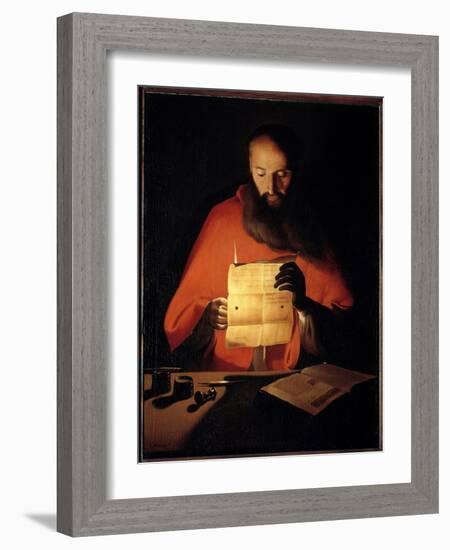 Saint Jerome Reading. Painting by Georges De La Tour (1593-1652), 17Th Century. Oil on Canvas. Dim:-Georges De La Tour-Framed Giclee Print