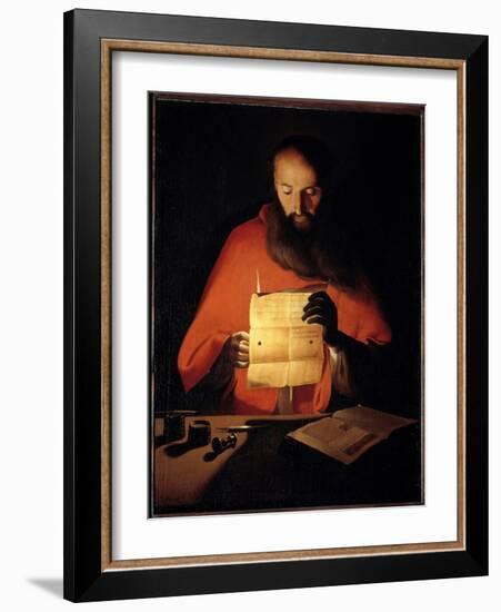 Saint Jerome Reading. Painting by Georges De La Tour (1593-1652), 17Th Century. Oil on Canvas. Dim:-Georges De La Tour-Framed Giclee Print