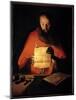 Saint Jerome Reading. Painting by Georges De La Tour (1593-1652), 17Th Century. Oil on Canvas. Dim:-Georges De La Tour-Mounted Giclee Print