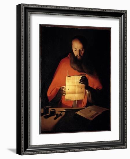 Saint Jerome Reading. Painting by Georges De La Tour (1593-1652), 17Th Century. Oil on Canvas. Dim:-Georges De La Tour-Framed Giclee Print