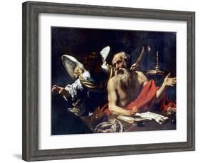 Saint Jerome & The Angel-Simon Vouet-Framed Giclee Print
