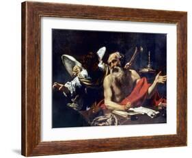 Saint Jerome & The Angel-Simon Vouet-Framed Giclee Print