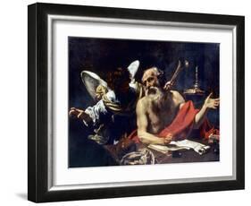 Saint Jerome & The Angel-Simon Vouet-Framed Giclee Print