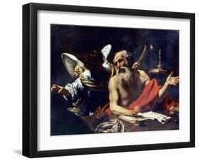 Saint Jerome & The Angel-Simon Vouet-Framed Giclee Print