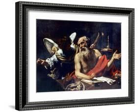 Saint Jerome & The Angel-Simon Vouet-Framed Giclee Print
