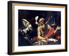 Saint Jerome & The Angel-Simon Vouet-Framed Giclee Print