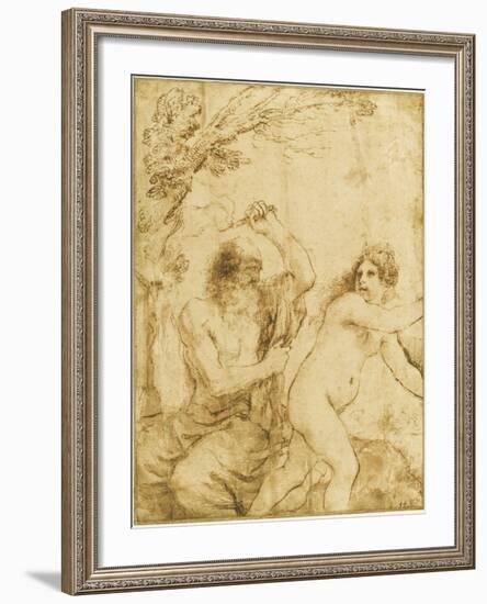 Saint Jérôme tourmenté par le diable déguisé en femme nue-Guerchin Le-Framed Giclee Print