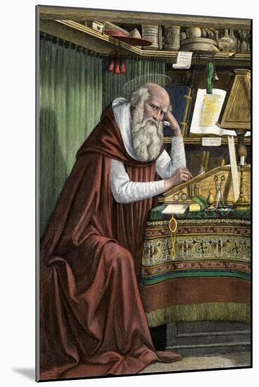 Saint Jerome Translating the Bible into Latin, known as the Vulgate-null-Mounted Giclee Print