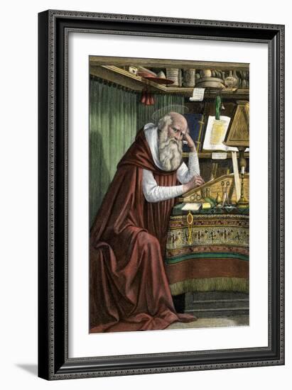 Saint Jerome Translating the Bible into Latin, known as the Vulgate-null-Framed Giclee Print