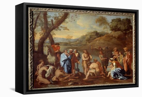 Saint John Baptizing the People. Saint John the Baptist Blessed Men by a River, 17Th Century (Oil O-Nicolas Poussin-Framed Premier Image Canvas
