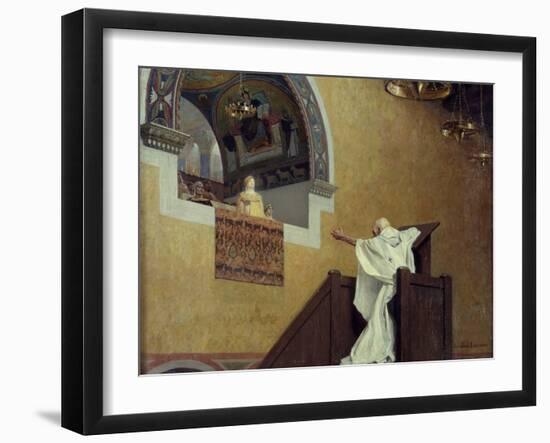 Saint John Chrysostom Confronting the Empress Eudoxia by Jean Paul Laurens-null-Framed Photographic Print