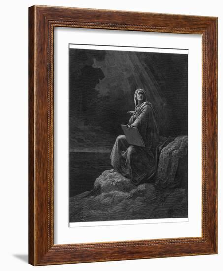 Saint John on the Greek Island of Patmos Receives His Revelation of Things-Gustave Dor?-Framed Photographic Print