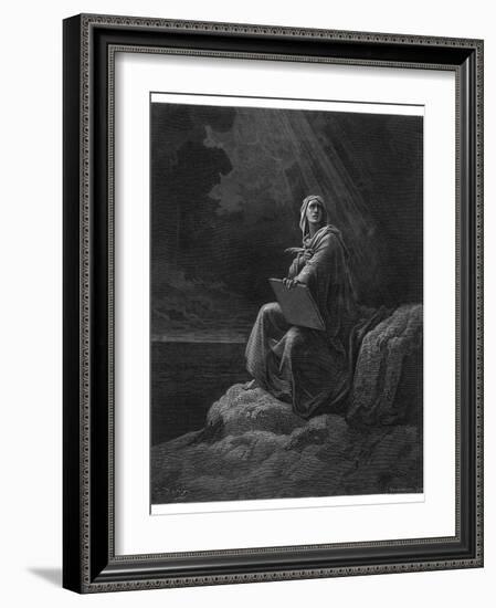 Saint John on the Greek Island of Patmos Receives His Revelation of Things-Gustave Dor?-Framed Photographic Print