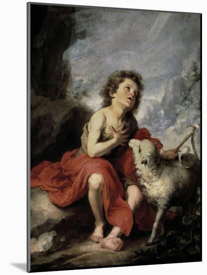 Saint John the Baptist as a Child, 1670-1680-Bartolome Esteban Murillo-Mounted Giclee Print