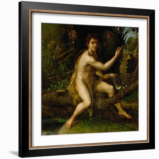 Saint John the Baptist in the Desert, Showing the Cross of the Passion-Raphael-Framed Giclee Print