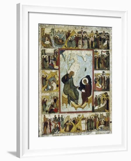 Saint John the Evangelist on Patmos with Scenes from His Life, Early 16th Century-null-Framed Giclee Print