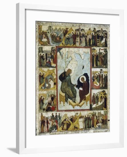 Saint John the Evangelist on Patmos with Scenes from His Life, Early 16th Century-null-Framed Giclee Print