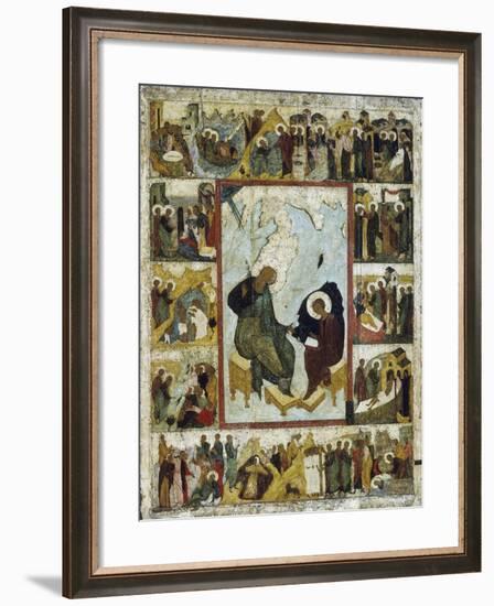 Saint John the Evangelist on Patmos with Scenes from His Life, Early 16th Century-null-Framed Giclee Print