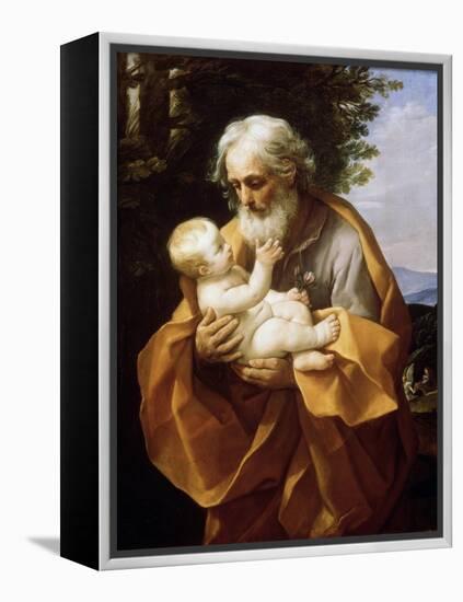 Saint Joseph with Infant Christ, 1620S-Guido Reni-Framed Premier Image Canvas