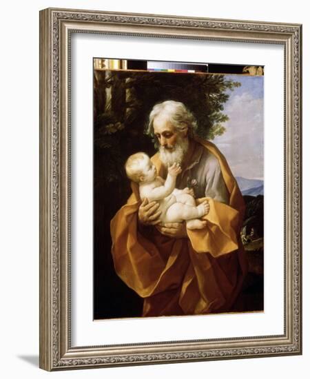 Saint Joseph with Infant Christ, C.1620 (Oil on Canvas)-Guido Reni-Framed Giclee Print