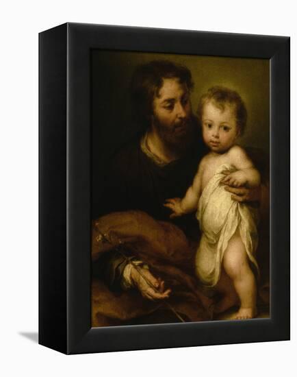 Saint Joseph with Jesus-Bartolome Esteban Murillo-Framed Premier Image Canvas