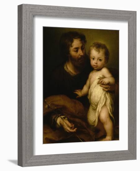 Saint Joseph with Jesus-Bartolome Esteban Murillo-Framed Giclee Print