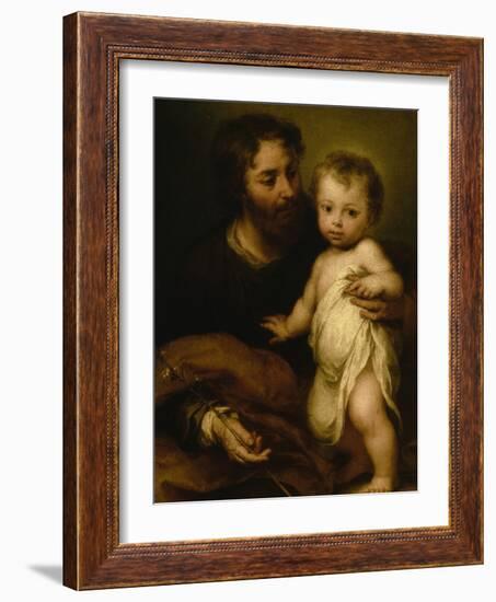 Saint Joseph with Jesus-Bartolome Esteban Murillo-Framed Giclee Print