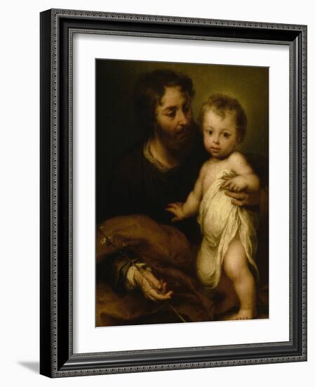 Saint Joseph with Jesus-Bartolome Esteban Murillo-Framed Giclee Print