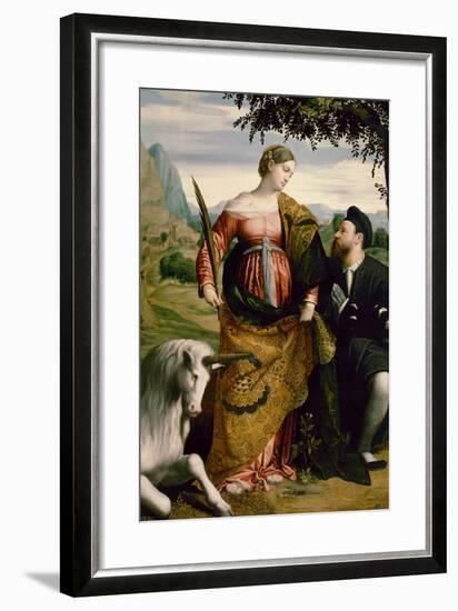 Saint Justina, Venerated by a Patron, Ca 1530-Moretto Da Brescia-Framed Giclee Print