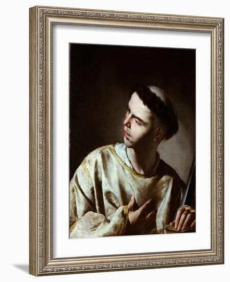 Saint Laurent  (Saint Lawrence) Peinture De Bernardo Cavallino (1616-1656) - 1640S - Oil on Canvas-Bernardo Cavallino-Framed Giclee Print