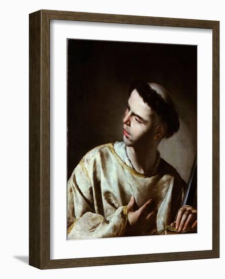 Saint Laurent  (Saint Lawrence) Peinture De Bernardo Cavallino (1616-1656) - 1640S - Oil on Canvas-Bernardo Cavallino-Framed Giclee Print