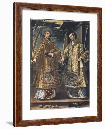 Saint Lawrence and Saint Stephen-Alonso Sanchez Coello-Framed Art Print