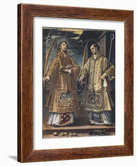 Saint Lawrence and Saint Stephen-Alonso Sanchez Coello-Framed Art Print